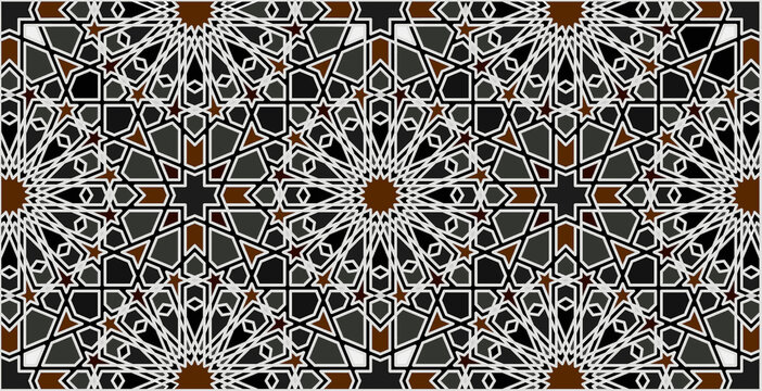 Elegant dark Islamic ornament design &ndash; Moroccan zellige inspiration, Geometric Lines pattern &ndash; Modern Arabesque innovative design
