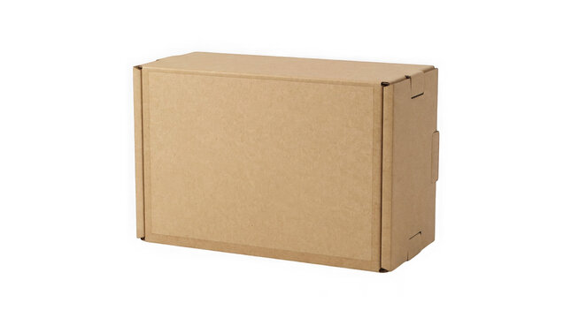 Brown cardboard shipping box on plain background