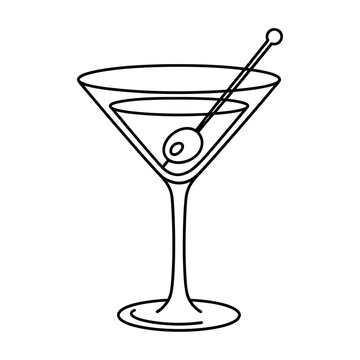 Martini glass vector with olive on toothpick