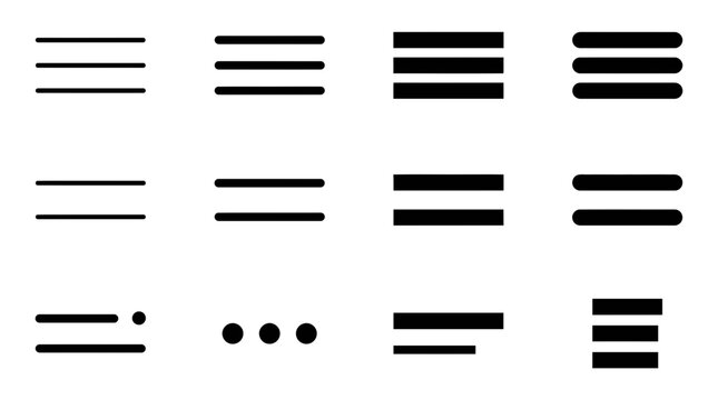 Vector a collection of various equal and unequal signs and horizontal lines
