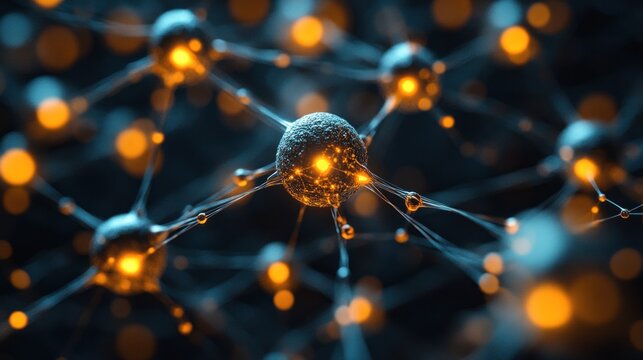 Complex network of glowing orbs