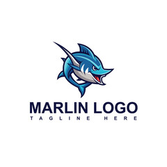 Fototapeta premium energetic marlin mascot cartoon logo premium vector branding artwork