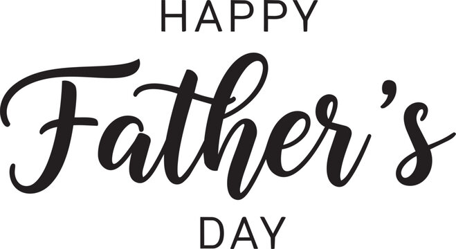Hand-drawn happy fathers day typography in black ink on white background hand-drawn typography