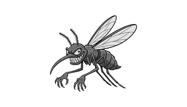 Mosquito insect flying with long proboscis