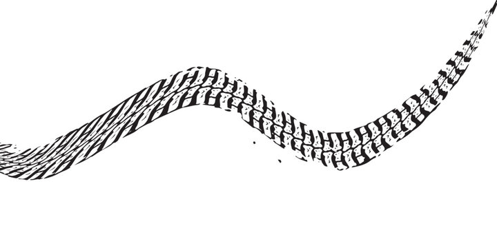 Vector set of Tire tread marks white tire tracks and skid marks isolated white background
