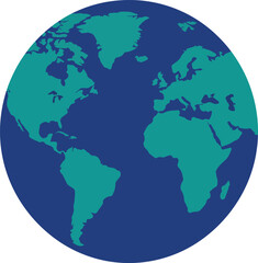 Obraz premium Stylized earth globe illustration with green continents and blue oceans on white background earth day world map eco friendly continents landmass illustration geography worldwide international