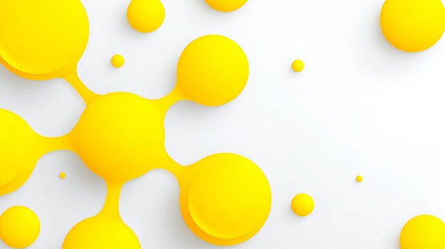 Abstract 3d molecule structure background with yellow spheres connected on white background science technology bio engineering and chemistry concept vector wallpaper