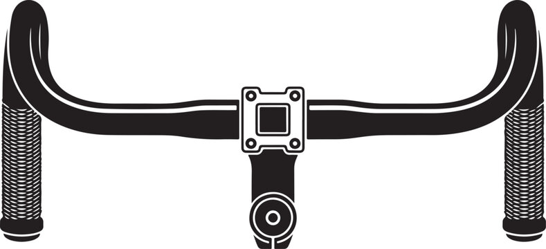 Black and white illustration of bicycle handlebars with grips and a stem bicycle parts outdoor activity road bike mountain bike white background bike equipment sporting goods two wheeler
