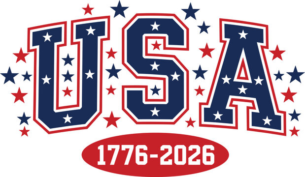 4th of july independence day usa graphic celebrating 250 years anniversary with patriotic stars stripes
