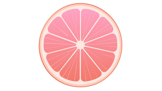 Vibrant pink grapefruit slice vector illustration, fresh citrus fruit segment icon isolated on white background, healthy organic food graphic for juice, summer, wellness, and nutrition designs.