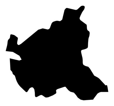 A contour map of Hamburg. German state silhouette