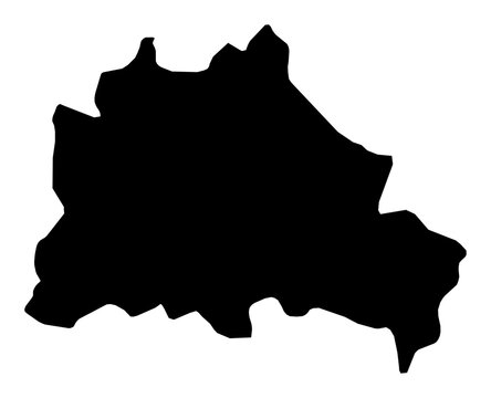 A contour map of Berlin. German state silhouette