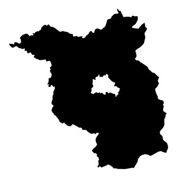 A contour map of Brandenburg. German state silhouette