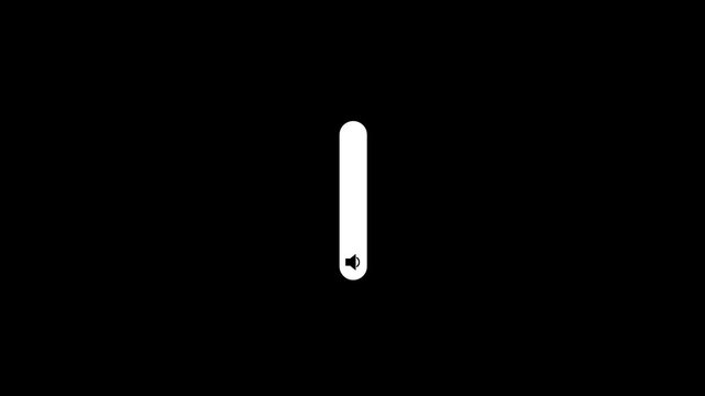 Animation of increasing sound volume, music on black background. Audio volume button element for music player and media control. Sound and audio control.