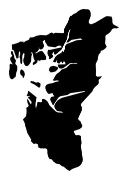 A contour map of Rogaland. Norwegian county silhouette