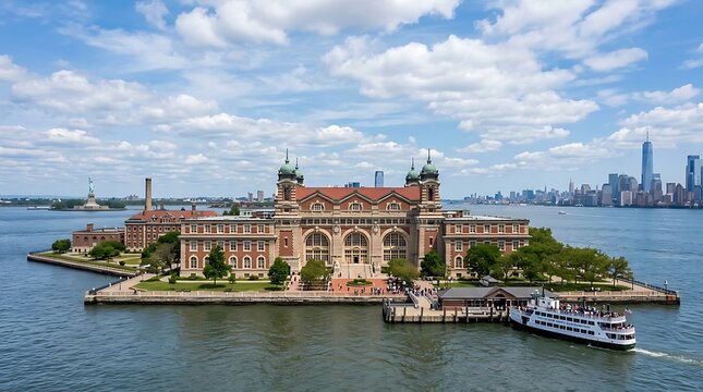 Ellis Island National Museum of Immigration and Manhattan Skyline