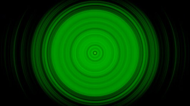 Hypnotic green radial waves geometric pattern backdrop. 4K abstract digital tunnel video.