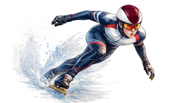 Speed skater in action on ice Olympic athlete in motion