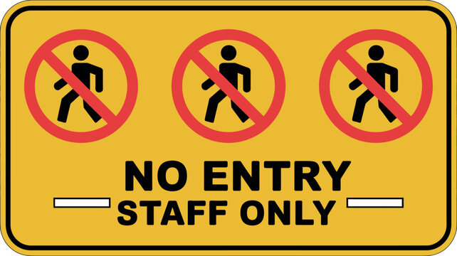 staff only no entry sign symbol illustration, restricted access workplace warning, safety compliance indicator, employee only area sign and prohibition icon vector graphic.