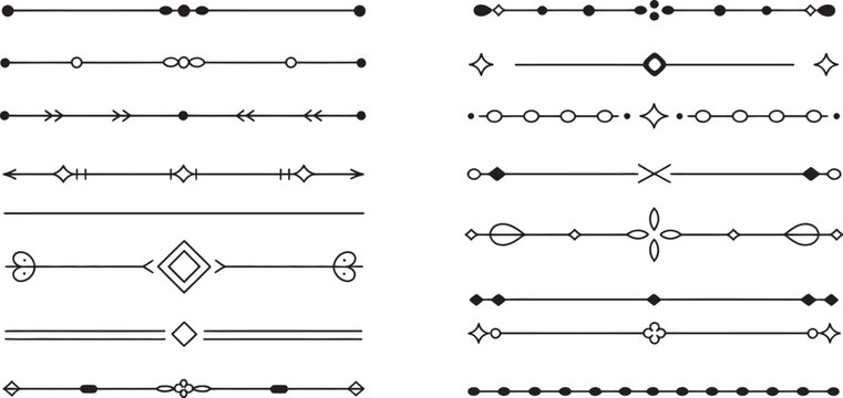 Divider Set Minimal Line Separators Decorative Doodle Borders Elegant Ornamental Elements Isolated White Background vector design