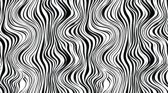 Seamless monochrome pattern featuring vertical wavy lines and distorted curves