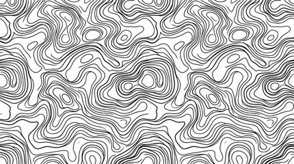Obraz premium Seamless pattern of concentric wavy contour lines on a white background