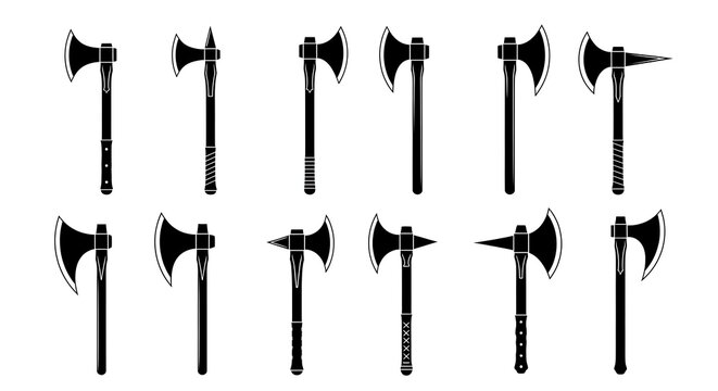 Collection of various axes and battle axes