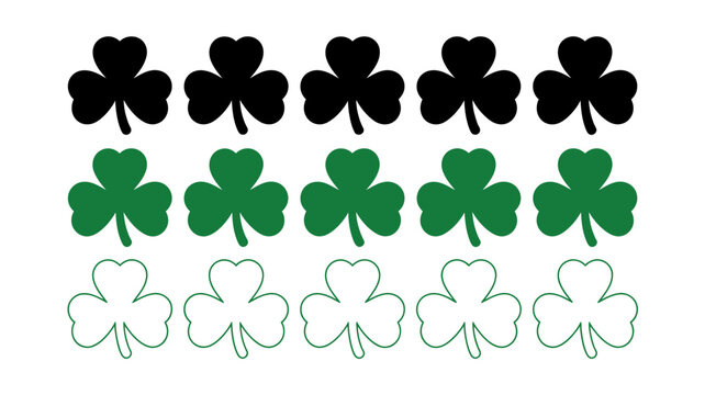 shamrock silhouettes in black green and white
