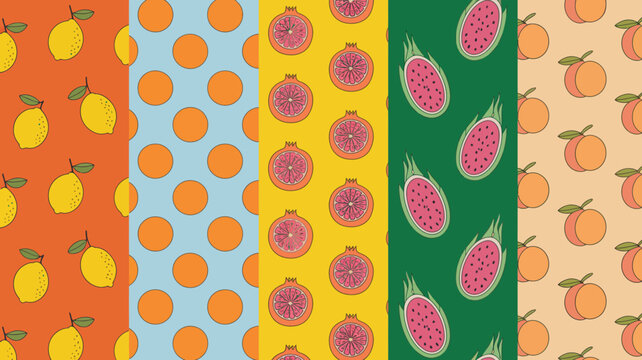 fruit pattern with lemons oranges grapefruit watermelon and peaches