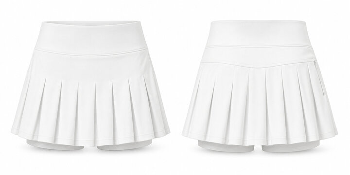 White pleated tennis skort views