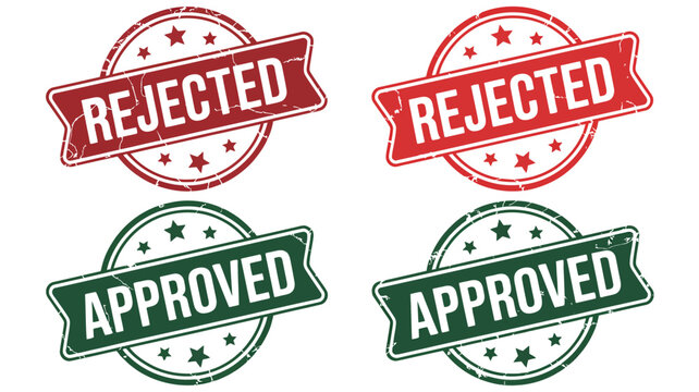 rejected and approved stamps circular labels with red and green borders