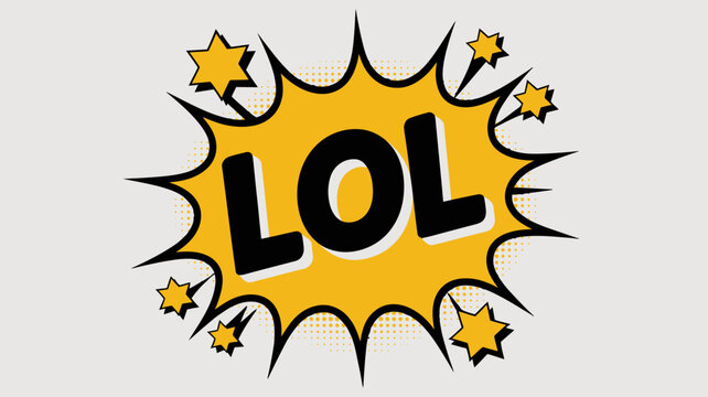 comic book speech bubble with lol text yellow and black
