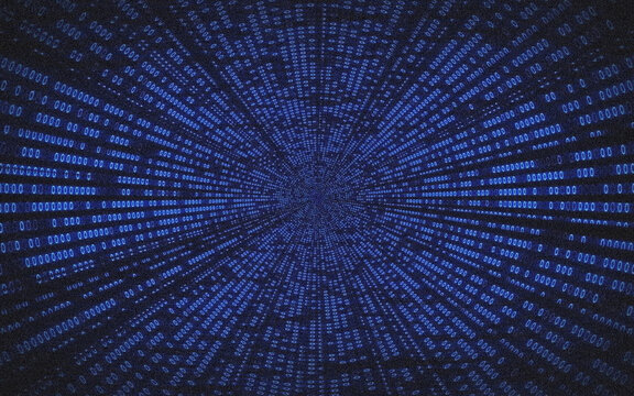 Digital glitch effect with binary code background