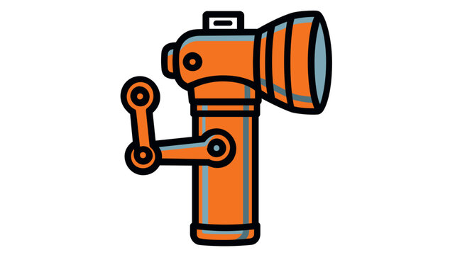 Manual power generator torch for sustainable lighting during blackouts or scouting. This orange and cobalt dynamo lamp is a vital survival tool for off-grid living and wilderness safety.