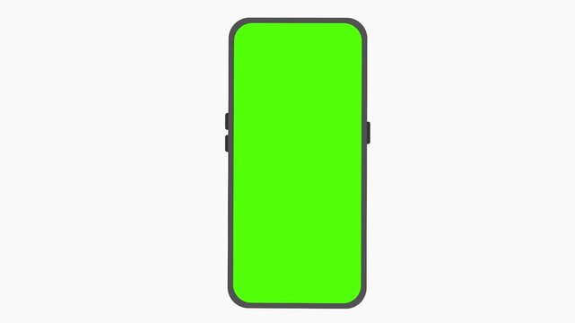 Green Screen Smartphone: A simple, stylized illustration of a smartphone with a vibrant green screen, perfect for adding custom content or showcasing app interfaces.