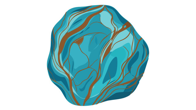 Polished raw fire opal specimen vector icon with hypnotic blue and brown swirling mineral patterns, a rare geological treasure illustration for crystal healing, jewelry collection, and artistic logo