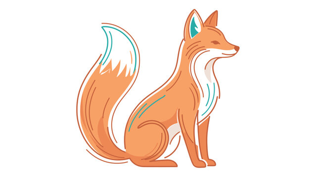 Stylish seated fox vector clip-art with flexible line width. Minimalist orange wildlife icon perfect for branding, featuring a modifiable stroke for customized artistic thickness and style.