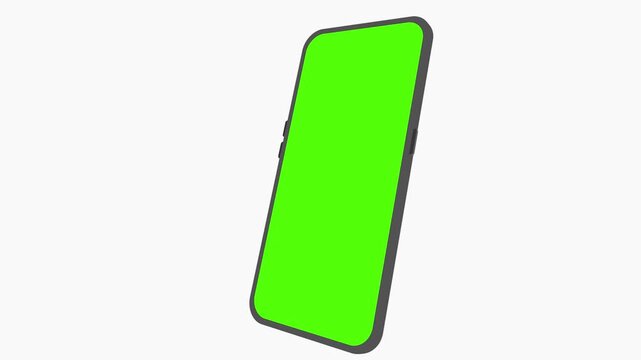 Smartphone with Green Screen: A modern smartphone displaying a vibrant green screen, ready for customization or display. Ideal for technology-focused content, app development showcases.
