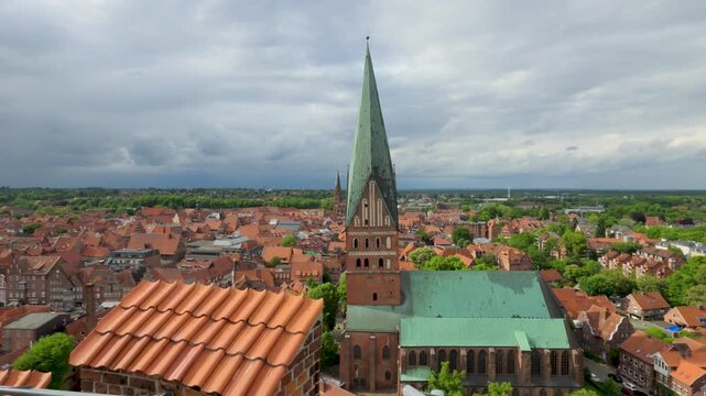 Luneburg, Germany - panorama of the city with St. Johannis church