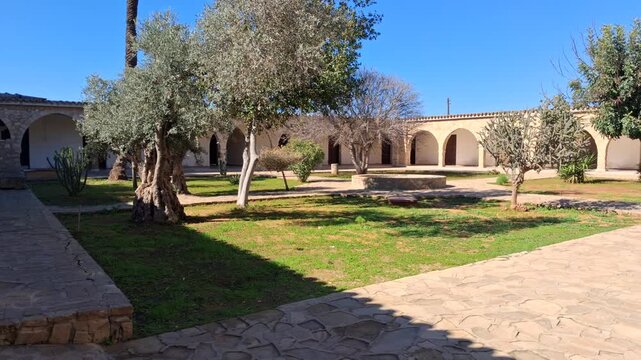 Cloister of the monastery of Saint Barnabas near thee town of Tuzla in Northern Cyprus.