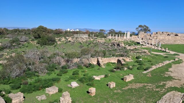 The gymnasium at Salamis, an ancient Greek city-state on the east coast of Cyprus, at the mouth of the river Pedieos, 6 km north of modern Famagusta.