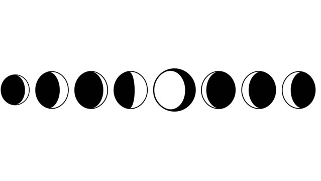 Phases of the moon vector illustration for astrology and astronomy themes, a complete lunar cycle
