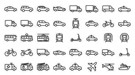 Various Transportation Vehicles Icons. © Micahel