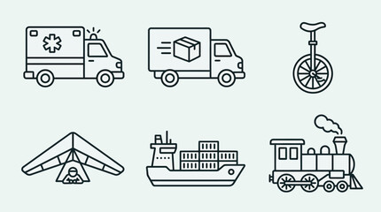 Various transport and vehicle icons. © Micahel