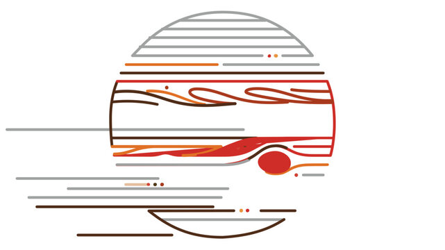 Vivid Jupiter gas giant icon with modifiable stroke thickness and thin line geometry. Versatile vector illustration for scientific presentations, planetary research, and astronomical software.