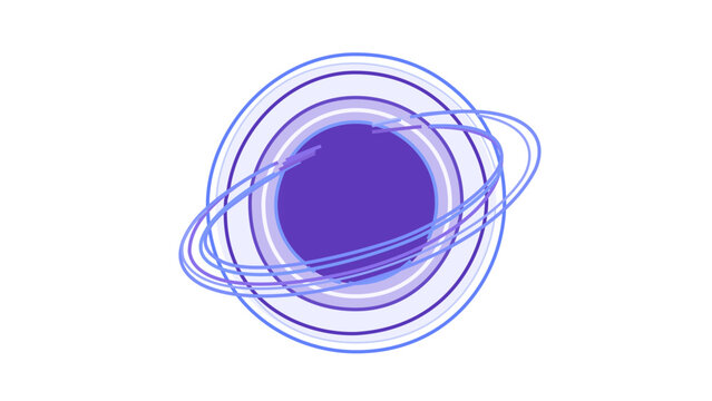 Vibrant outline of an otherworldly violet celestial body with debris belts; includes modifiable borders and line thickness, perfect for occult themes or interstellar hermetic art.