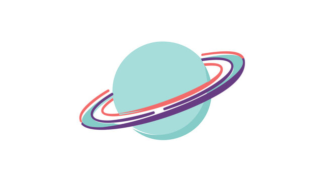 Minimalist Saturn planet vector with prismatic rings and clean linear style, perfect for contemporary astronomy logos, space voyage brochures, and celestial educational presentations.