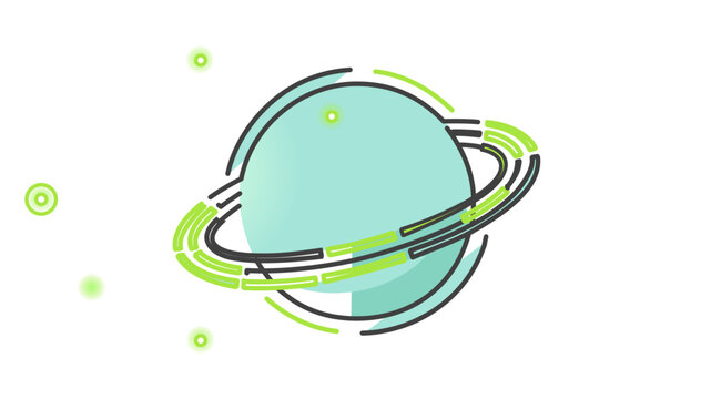 Scalable vector icon of ringed planet Saturn in vibrant colors, featuring adjustable line weights for customized astronomical graphics, science posters, and modern celestial branding.
