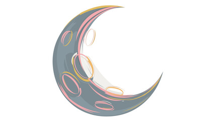 Fototapeta premium Artistic sliver of the moon featuring colorful surface indentations for night sky aesthetics. Decorative crescent lunar icon for astrology charts, dreaming themes, and evening design.
