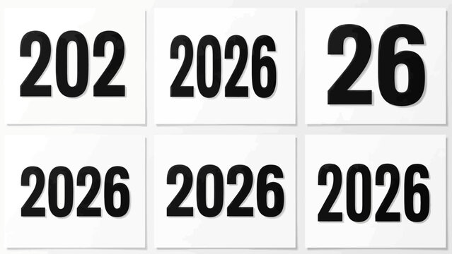 Black and white minimalist graphic featuring multiple instances of the numbers 202 and 2026